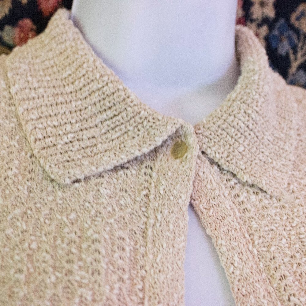 Knit Shrug Oatmeal 60s vintage button cape collar - Picture 4 of 8
